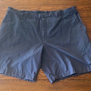 Blue Flat Front Shorts with Elastic Waistband